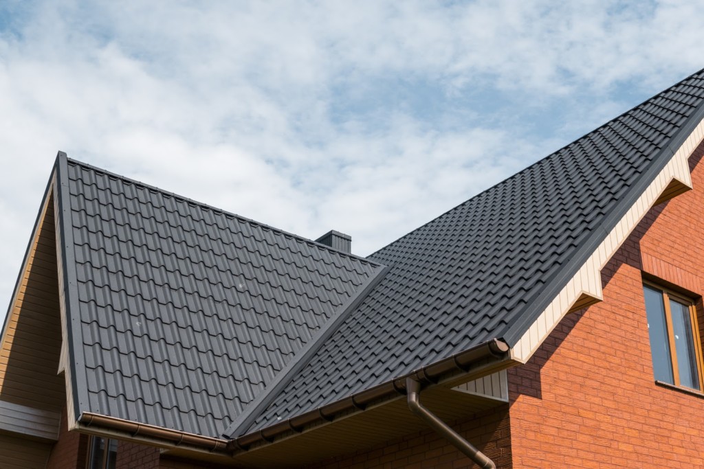 Newly tiled pitched roof on a UK residential property